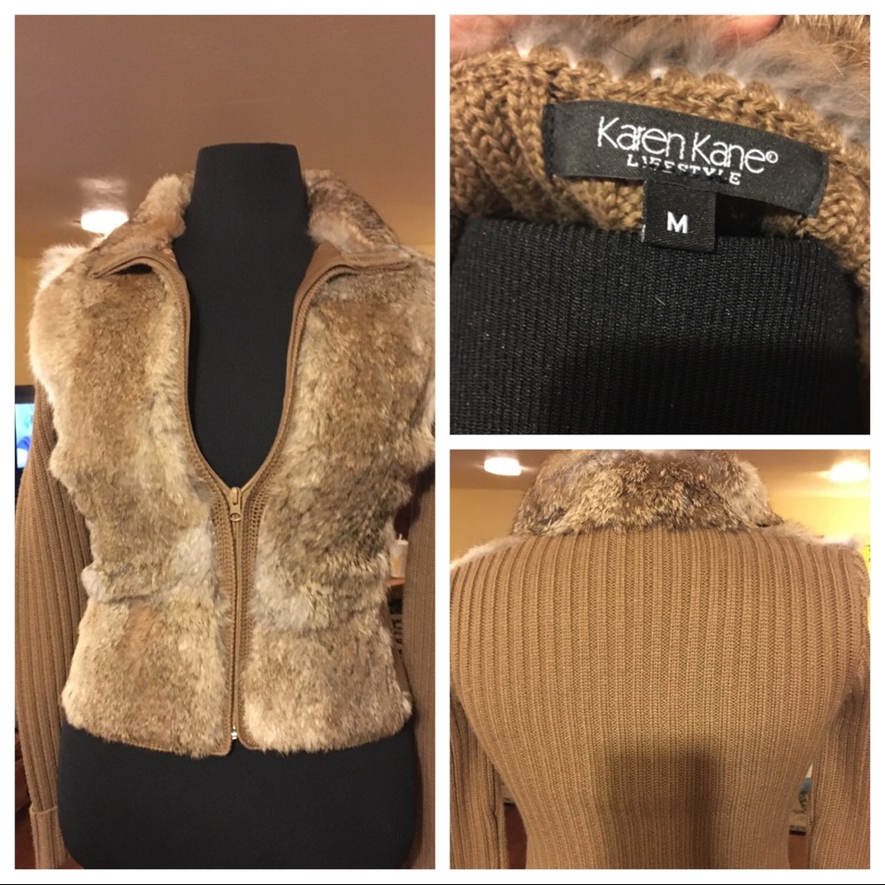 Karen Kane lifestyle faux fur sweater jacket